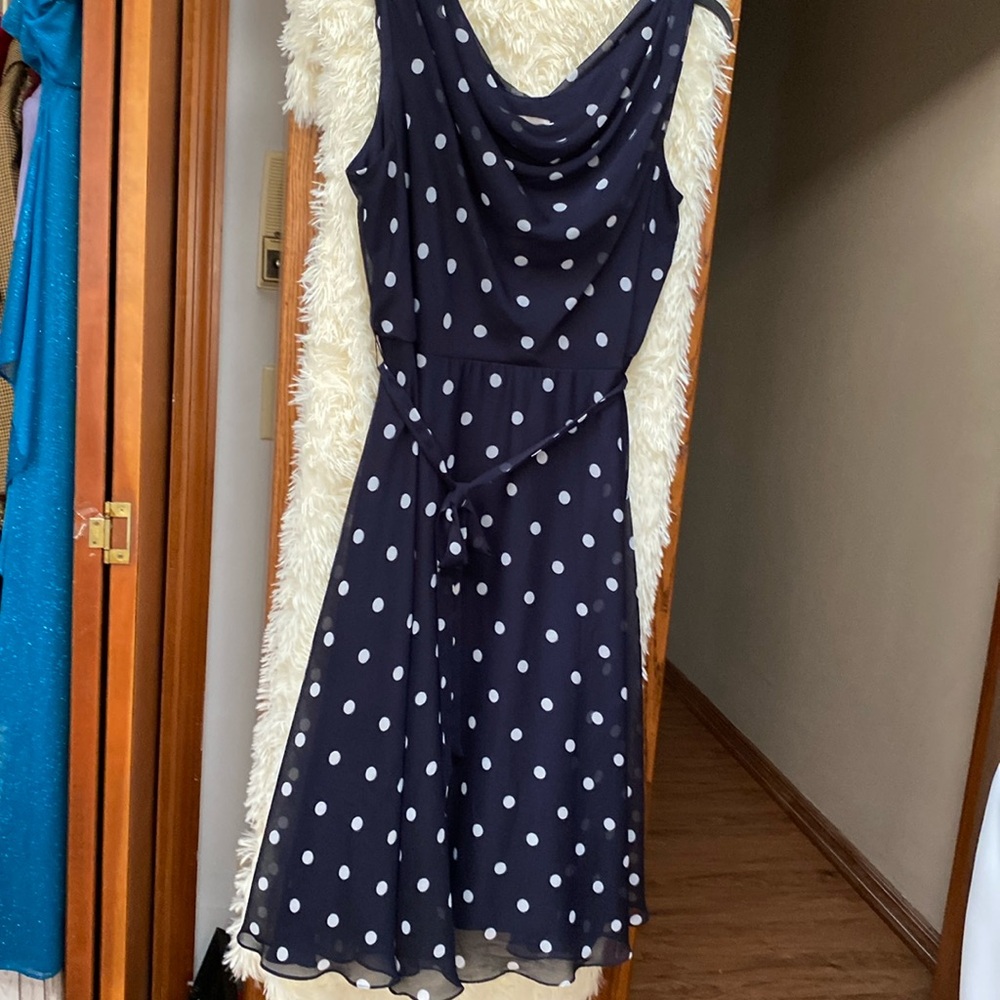 Established 1962 Women’s Navy & White Polka Dot Dress. Size 16 Women